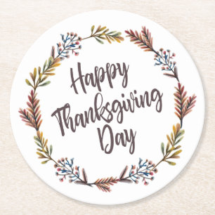 Dessous-de-verre Rond En Papier Bon thanksgiving floral simple   Dessous de verre