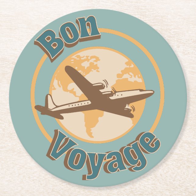 Dessous-de-verre Rond En Papier Bon voyage Voyage Voyageons dans le monde design (Devant)
