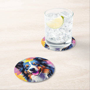 Dessous-de-verre Rond En Papier Bonne aquarelle Sunny Puppy