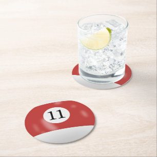 Dessous-de-verre Rond En Papier Boule de billard numéro 11