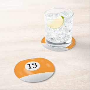 Dessous-de-verre Rond En Papier Boule de billard numéro 13