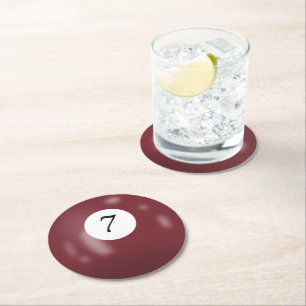 Dessous-de-verre Rond En Papier Boule de billard numéro 7