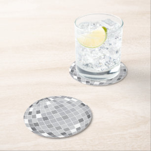 Dessous-de-verre Rond En Papier Boule de Disco Argent Élégante Rétro