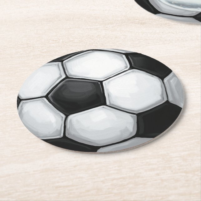 Dessous-de-verre Rond En Papier Boule de football (Incliné)