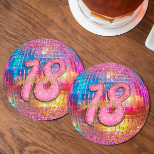 Dessous-de-verre Rond En Papier Boule disco danse paillettes rose or 18e anniversa