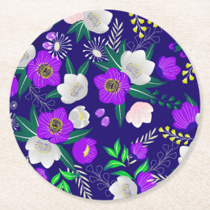 Dessous-de-verre Rond En Papier Bouquet de fleurs de printemps rustique
