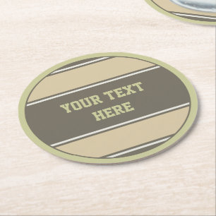 Dessous-de-verre Rond En Papier BOUTON Bandes RONDES pierre de sable + votre texte