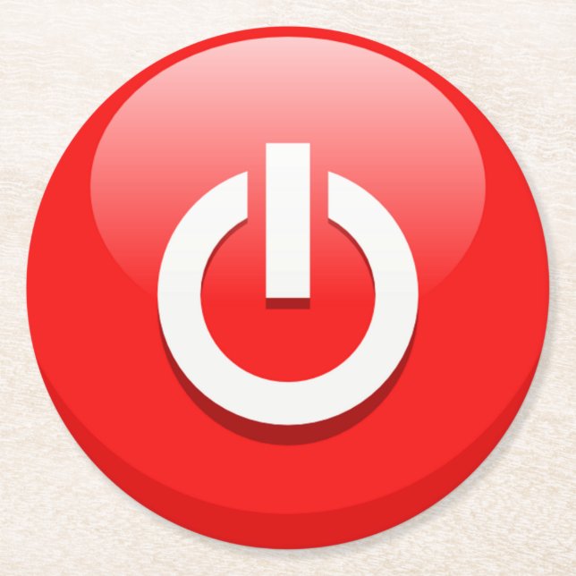 Dessous-de-verre Rond En Papier Bouton d'alimentation rouge géant (Devant)