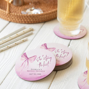 Dessous-de-verre Rond En Papier Bow rose vif Elle noue la Fête des mariées de noeu