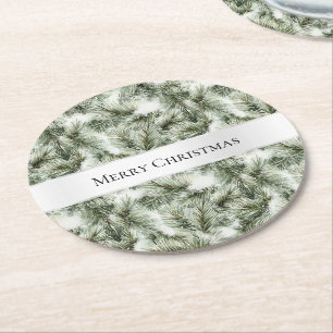 Dessous-de-verre Rond En Papier Branches d'arbre de Noël