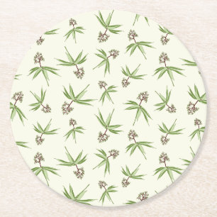 Dessous-de-verre Rond En Papier Branches rouges sur crème - motif sans soudure.