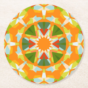 Dessous-de-verre Rond En Papier Bright Orange Green Star Baby’s Girl’s Boy’s Shoy