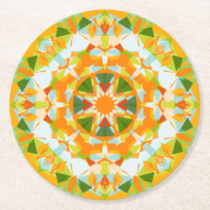 Dessous-de-verre Rond En Papier Bright Orange Green Star Baby’s Girl’s Boy’s Shoy