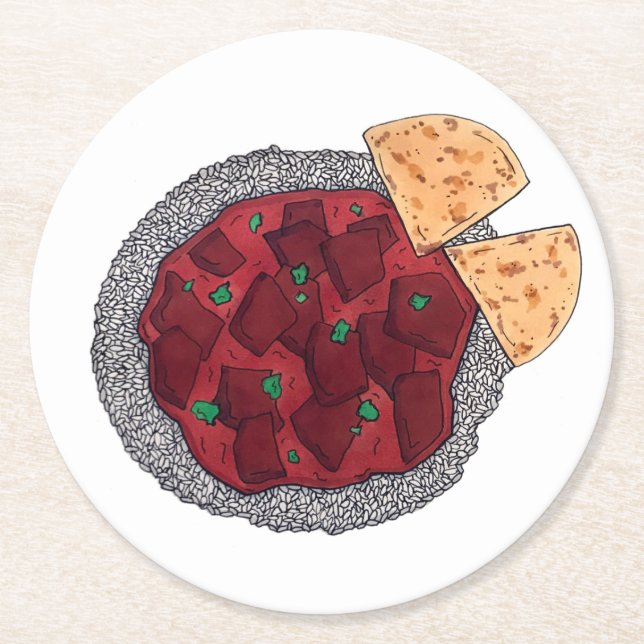 Dessous-de-verre Rond En Papier Britanniques Alimentation Indien Takeaway Poulet T (Devant)