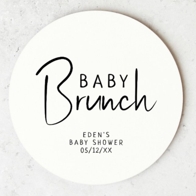 Dessous-de-verre Rond En Papier Brunch pour bébé Neutre Moderne Simple (Créateur téléchargé)