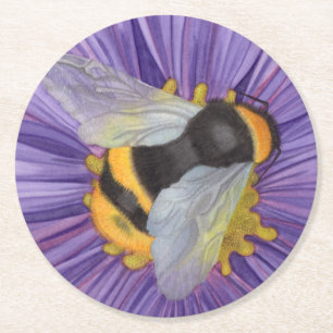 Dessous-de-verre Rond En Papier Bumble Bee Gift Set de Dessous de verre Aquarelle