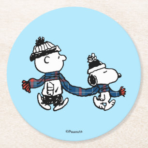 Dessous-de-verre Rond En Papier cacahuètes Joyeux Noël Snoopy & Charlie Brown