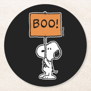 Dessous-de-verre Rond En Papier cacahuètes   Snoopy Boo !