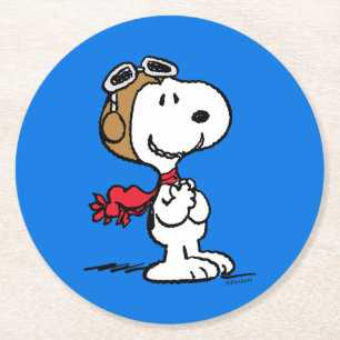 Dessous-de-verre Rond En Papier cacahuètes   Snoopy L'As Volant