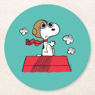 Dessous-de-verre Rond En Papier cacahuètes   Snoopy the Flying Ace