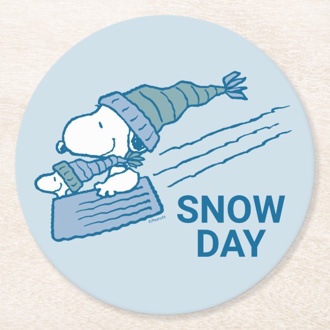 Dessous-de-verre Rond En Papier cacahuètes | Snoopy & Woodstock (Devant)