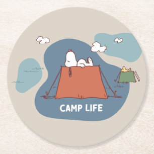 Dessous-de-verre Rond En Papier cacahuètes   Snoopy & Woodstock Camp Life