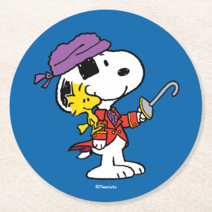 Dessous-de-verre Rond En Papier cacahuètes   Snoopy & Woodstock Pirates