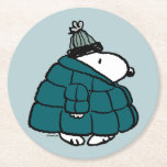 Dessous-de-verre Rond En Papier cacahuètes | Veste Snoopy Winter Puffer<br><div class="desc">Découvrez ce design amusant de cacahuètes avec Snoopy.</div>