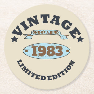 Dessous-de-verre Rond En Papier Cadeau d'anniversaire vintage personnalisé