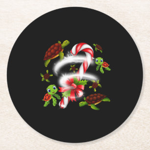 Dessous-de-verre Rond En Papier Cadeau de tortue Turtle Candy Sweet Christmas