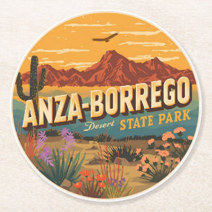 Dessous-de-verre Rond En Papier Cadeau du désert vintage Anza Borrego Desert State
