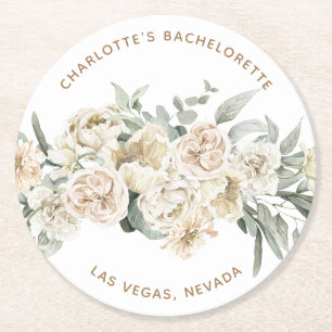 Dessous-de-verre Rond En Papier Cadeau personnalisé pour la fête de Bachelorette