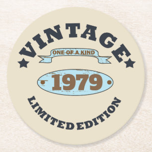 Dessous-de-verre Rond En Papier Cadeau personnalisé vintage 45e anniversaire