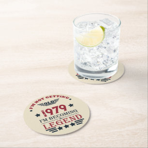 Dessous-de-verre Rond En Papier Cadeaux d'anniversaire vintages personnalisés roug