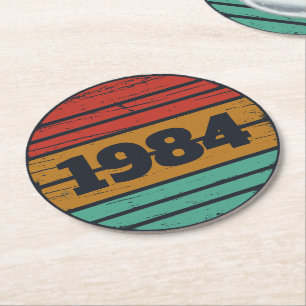 Dessous-de-verre Rond En Papier Cadeaux de 40e anniversaire vintages personnalisés