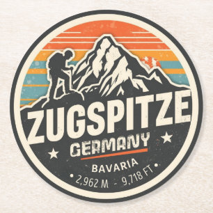 Dessous-de-verre Rond En Papier Cadeaux de plein air bavarois rétro Zugspitze natu