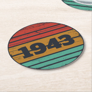 Dessous-de-verre Rond En Papier Cadeaux personnalisés vintages de 80e anniversaire
