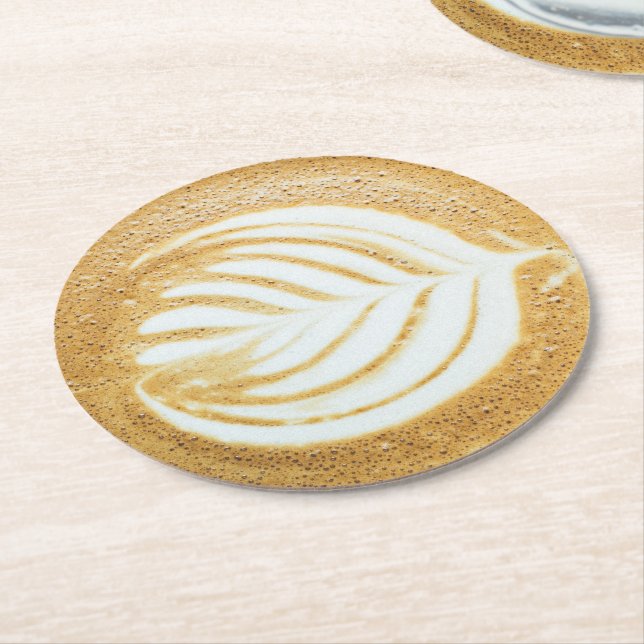 Dessous-de-verre Rond En Papier Café Froth Leaf (Incliné)