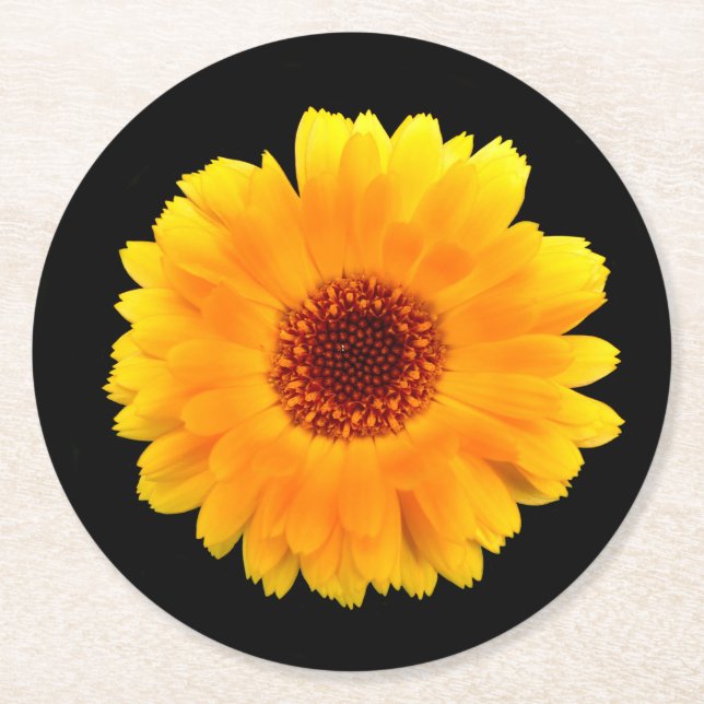 Dessous-de-verre Rond En Papier Calendula Officinalis (Devant)