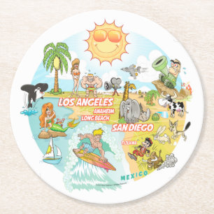 Dessous-de-verre Rond En Papier California Beach Life
