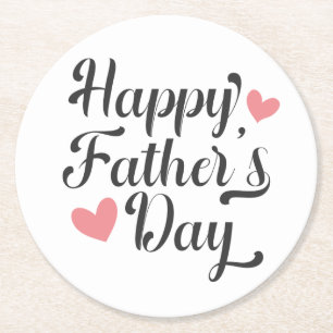Dessous-de-verre Rond En Papier Calligraphie de Fête des pères simple et heureus