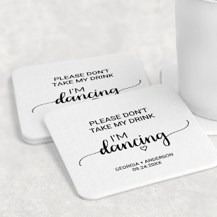 Dessous-de-verre Rond En Papier Calligraphie simple Ne prenez pas mon verre Je dan