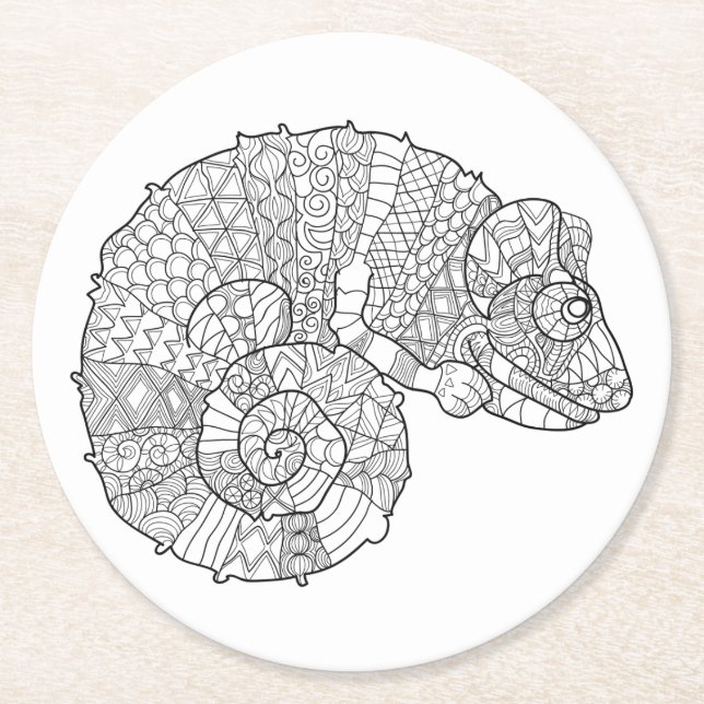 Dessous-de-verre Rond En Papier Caméléon Zendoodle (Devant)