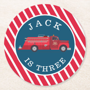 Dessous-de-verre Rond En Papier Camion Vintage rouge