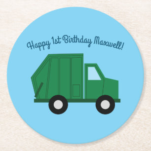 Dessous-de-verre Rond En Papier Camions Voitures Cute Boy Anniversaire de enfant P