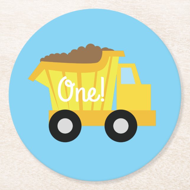 Dessous-de-verre Rond En Papier Camions Voitures Cute Boy Anniversaire de enfant P (Devant)