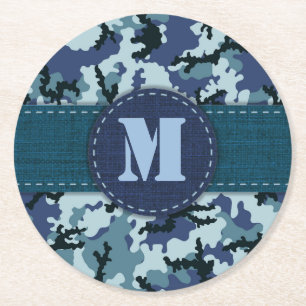 Dessous-de-verre Rond En Papier Camouflage de la marine