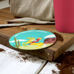 Dessous-de-verre Rond En Papier Campy Western Cowgirl on Horse Custom Anniversaire<br><div class="desc">Ajoutez un flair occidental à votre fête d'anniversaire ou autre événement spécial avec ces dessous de verre en papier personnalisés. Ils sont prêts à être customisés avec votre propre message et présentent une illustration campy,  de style rétro,  d'une cowgirl à cheval à travers un paysage occidental.</div>