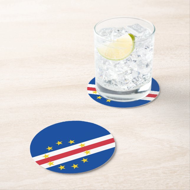 Dessous-de-verre Rond En Papier Cap Verde flag (En situation)