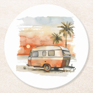 Dessous-de-verre Rond En Papier Caravane